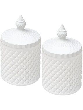 2 Pack Qtip Holder Dispenser Apothecary Glass Jars -Storage Canisters